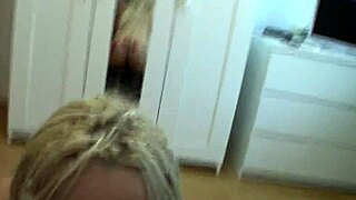 Blonde Stockings Babe Bent Over Doggystyle Before Facial Cumshot