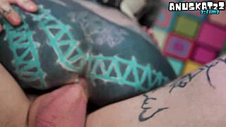 Skinny goth newbie first time anal fucked bent over by monster cock deepthroat doggystyle squirting orgasm