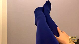 Kira queen shows off feet while toy stretches her tight spot playfully