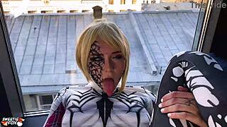 anti-venom cosplay deepthroats then fucks sensual missionary