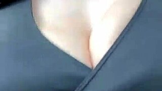 Stepmom's big natural tits bounce as she walks outside publicly