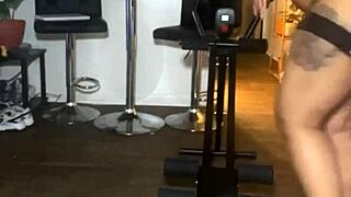 Hey naked workout with my ebony trainer got horny fast