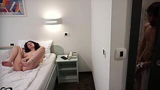 girl sneaks neighbor into hotel for mmf creampie threesome