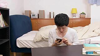 Asian Babe Sucks Cock Seconds After Entering House.