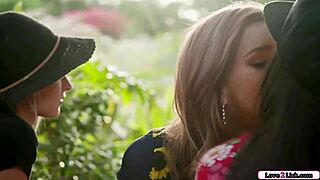 Wanna see our straight friend licked to orgasm in lesbian threesome?