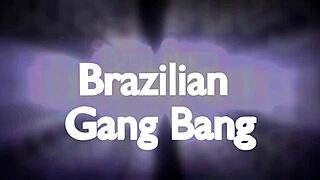 Amateur couple joins swingers orgy for brazilian brunette gangbang creampie