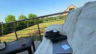 Redhead couple risks it all with public outdoor cum on face