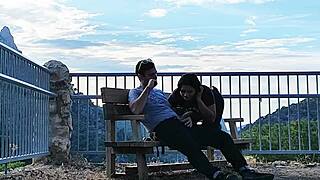 i suck off stranger in mountains flashing wet pussy