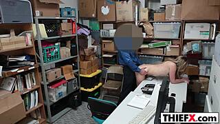 naughty teen thief caught stealing punished by burglar boss's monster cock in garage office