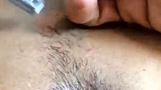 Hairy Pussy Masturbation Closeup Then Shaved After Creampie Penetration