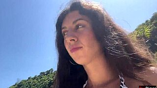 Cumwalk after hottie beach blowjob facial dripping everywhere!