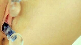 This sexy teen babe toys her wet pussy with huge dildos and fingers! 😍💦 Small tits solo masturbation fun! 🔥