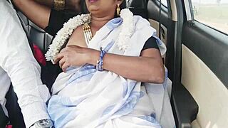 desi bhabi romances husbands brother in car with dirty telugu talk