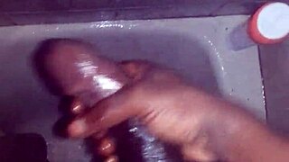 stroking monster bbc hard in steamy shower cum blast