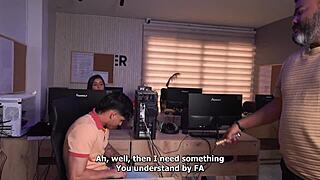 busty latina secretary rides boss son for bonus cum