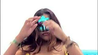 as brunette student i filled questionnaire touched my sexy breasts