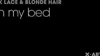 A cute young beauty endures intense hardcore pounding in steamy bedroom action.