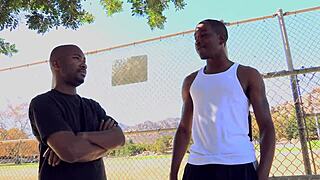 Asian slut sucks two huge black monster cocks