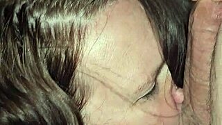 Milf cougar with huge big tits eagerly sucks and slurps massive throbbing cock