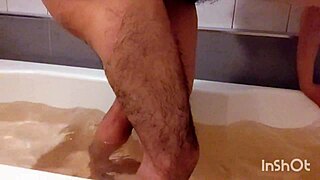 fifty year old milf with small waist kisses spits and takes small cock in bathroom mouth finish