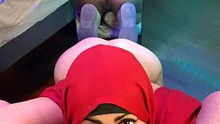 mia niqab gives sloppy blowjob swallows cum staring in mirror from behind
