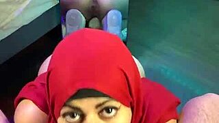 mia niqab gives sloppy blowjob swallows cum staring in mirror from behind
