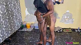 arab hijabi bends over homemade for black lover's creampie doggy pounding