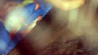 quick deepthroat blowjob on big black cock behind her husband's back