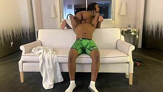 Mochamenage Milf's Ebony Pussy Squirts on Monster Cock