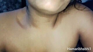 Desi bhabhi slurps hard dick in close-up blowjob