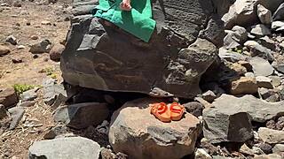 risky public beach fuck with moaning blonde teen's tight pussy cum on tits 😍🌊