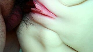 spread wide legs fuck her gaping shaved pussy close-up 😈🍆