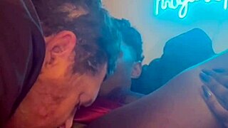 ebony amateur bends over for pussy licking then homemade doggystyle pounding