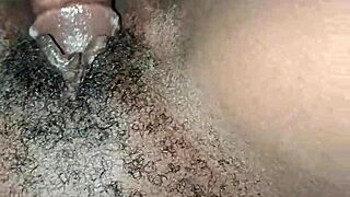 Big Cock Fills Petite Hairy Pussy Gently