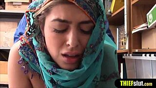 Cute hijab-wearing muslim teen bends over for doggystyle pounding caught on mall cctv