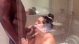 I gag hard on tony's monster cock in the shower, rosina's steamy suck session