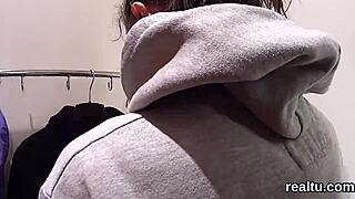 flawless teen teased in supermarket then pov drilled hard after striptease