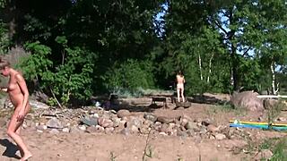 four girls camp and lick wet pussies to orgasm with bananas