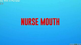 nurse ryan reid gets her mouth facefucked by muscular patient in hospital