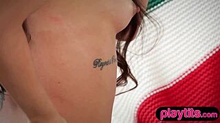 tiny canadian model strips teasing her petite body slowly