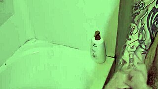 strokin my huge cock in out shower solo naked small waist sexy tease