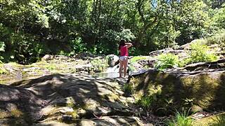 Hairy Curvy Milf Flashed and Fucked Outdoor on Beach by Young Stud