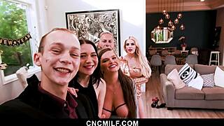 horny milfs ride ex-husband's cock cowgirl doggy in wild bdsm 3some