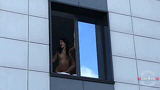 you like fucking this skinny petite brunette right in front of nosy neighbors?