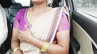aunty seduces son-in-law car drive dirty telugu sex talk