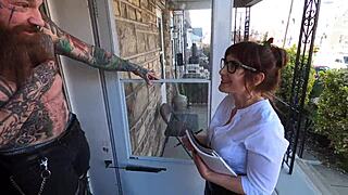 Curvy brunette milf Melody rides fuck machine in dungeon spanking