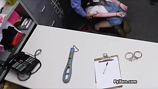 Handcuffed Brunette Teen Bent Over Office Desk For Hardcore Hidden Cam Doggystyle Pounding