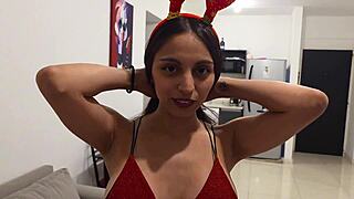 Cojeme El Culo - Christmas Anal Creampie In Lingerie